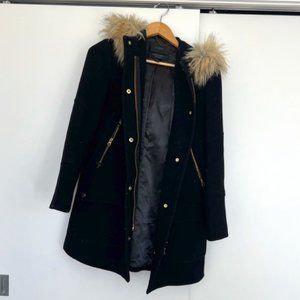 J Crew Black Wool Coat, size 0